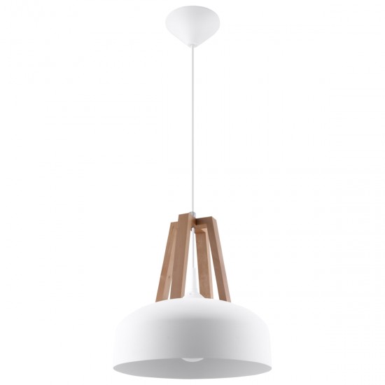 Pendant lamp CASCO white/natural wood