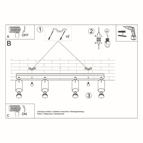 Ceiling lamp RING 4L white
