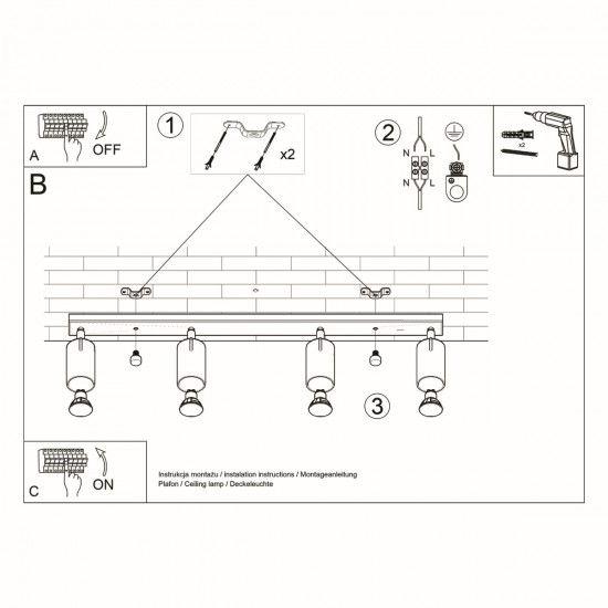 Ceiling lamp RING 4L black
