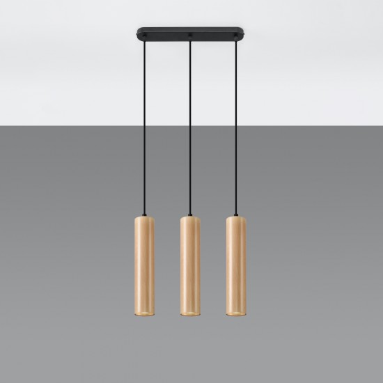 Pendant lamp LINO 3 wood