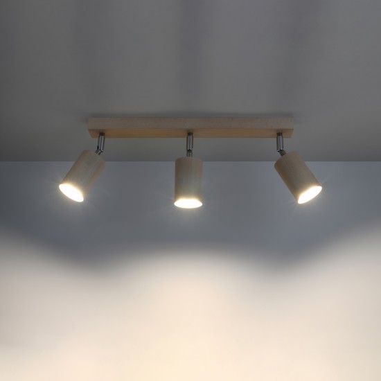 Ceiling lamp BERG 3 natural wood