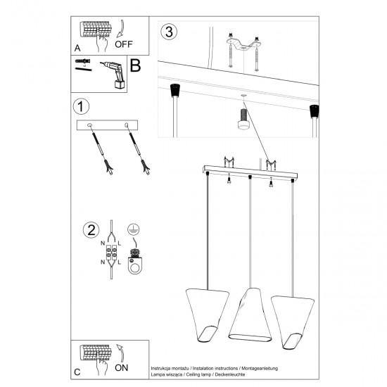 Chandelier BLUM 3 white Chandelier BLUM 3 white
