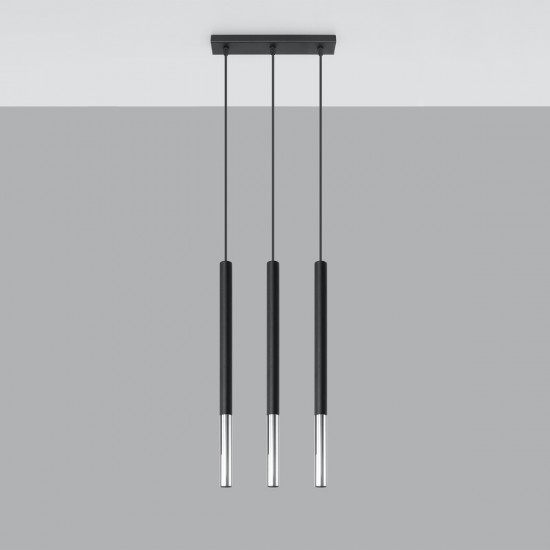 Pendant lamp MOZAICA 3L black/chrome