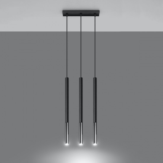 Pendant lamp MOZAICA 3L black/chrome