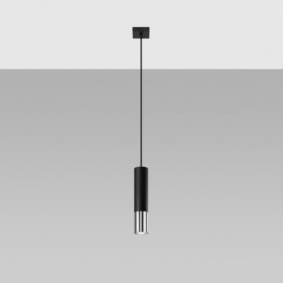 Pendant lamp LOOPEZ 1 black/chrome