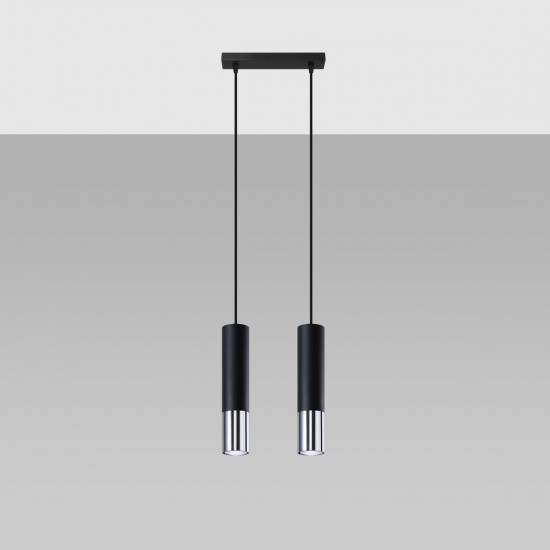Pendant lamp LOOPEZ 2 black/chrome