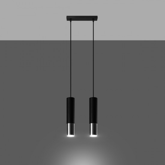 Pendant lamp LOOPEZ 2 black/chrome