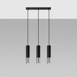 Pendant lamp LOOPEZ 3L black/chrome