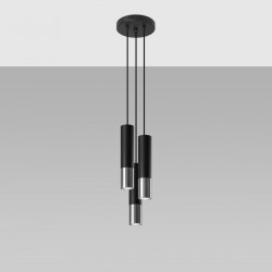 Pendant lamp LOOPEZ 3P black/chrome