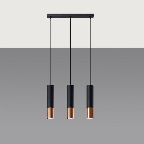 Pendant lamp LOOPEZ 3L black/copper