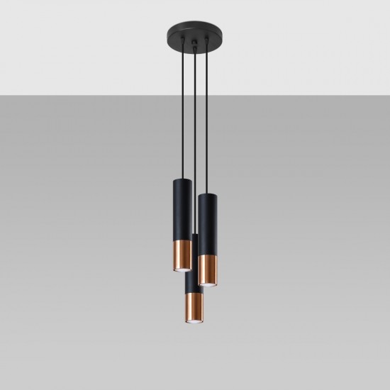 Pendant lamp LOOPEZ 3P black/copper