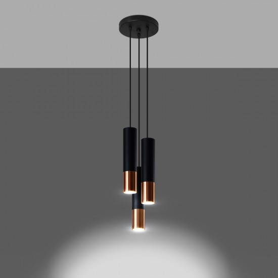 Pendant lamp LOOPEZ 3P black/copper