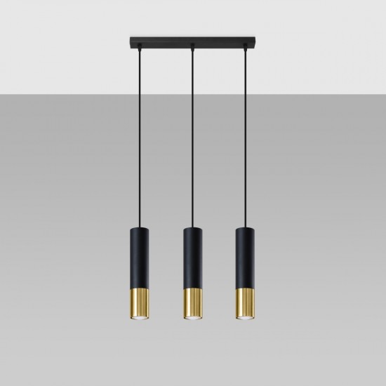 Pendant lamp LOOPEZ 3L black/golden