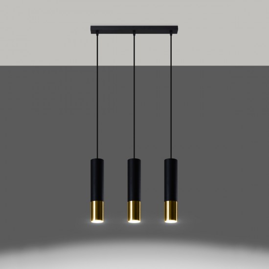 Pendant lamp LOOPEZ 3L black/golden