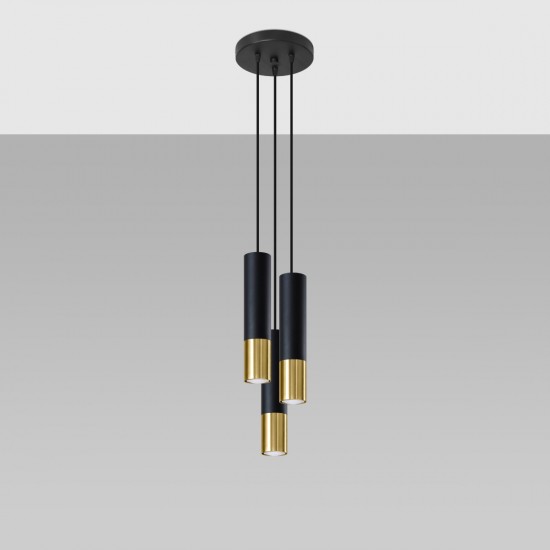 Pendant lamp LOOPEZ 3P black/golden