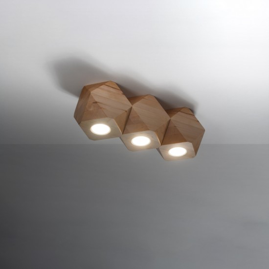 Ceiling lamp WOODY 3 natural wood