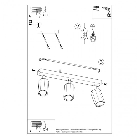 Ceiling lamp ZEKE 3 oak