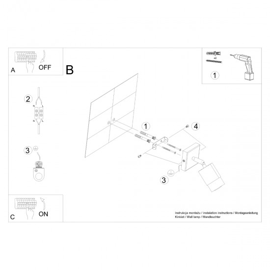 Wall lamp NERO black/chrome