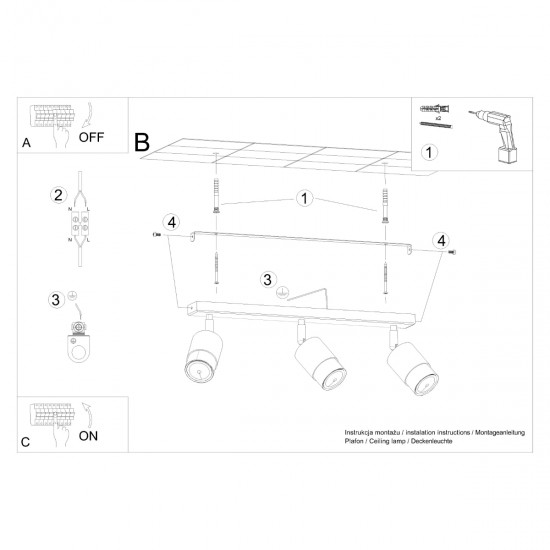 Ceiling lamp NERO 3 black/golden