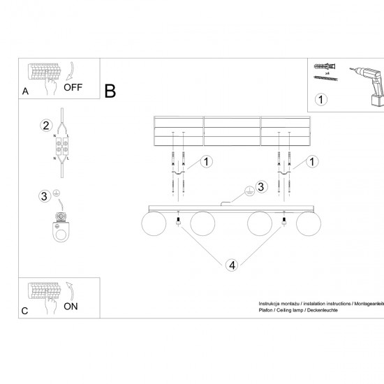 Ceiling lamp YOLI 4 black