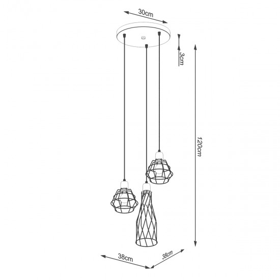 Pendant lamp SUBA 3P black