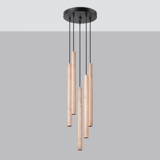 Pendant lamp PASTELO 5P wood